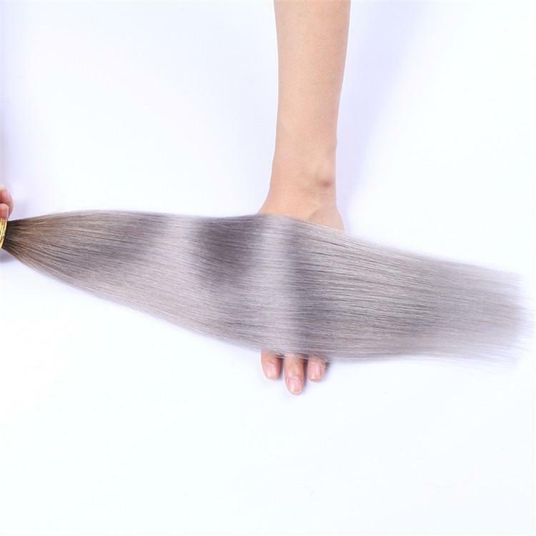 12AA BRAZILIAN VIRGIN HUMAN HAIR 1B#/GREY OMBRE SILKY STRAIGHT 1/2/3/5/5BUNDLES