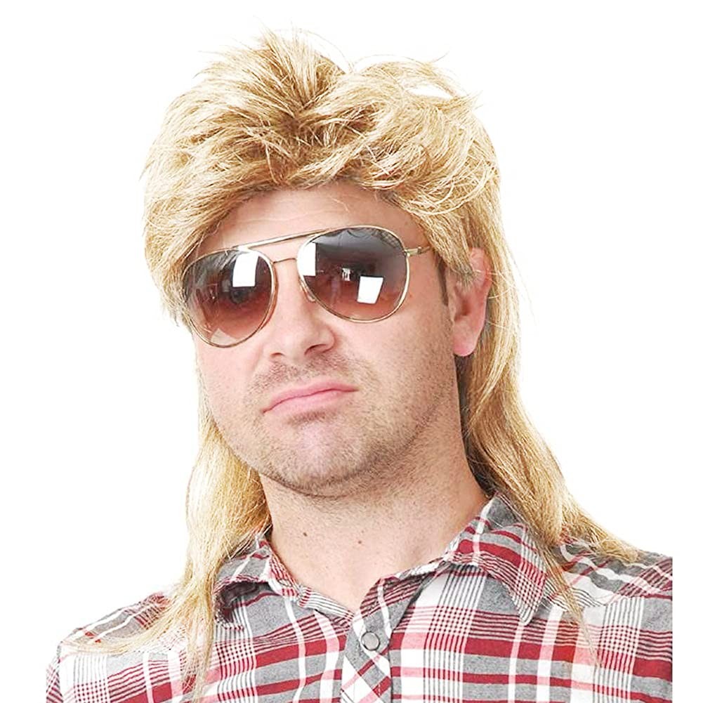Mullet Wig for Men 80s Costume Party Cosplay Light Blonde