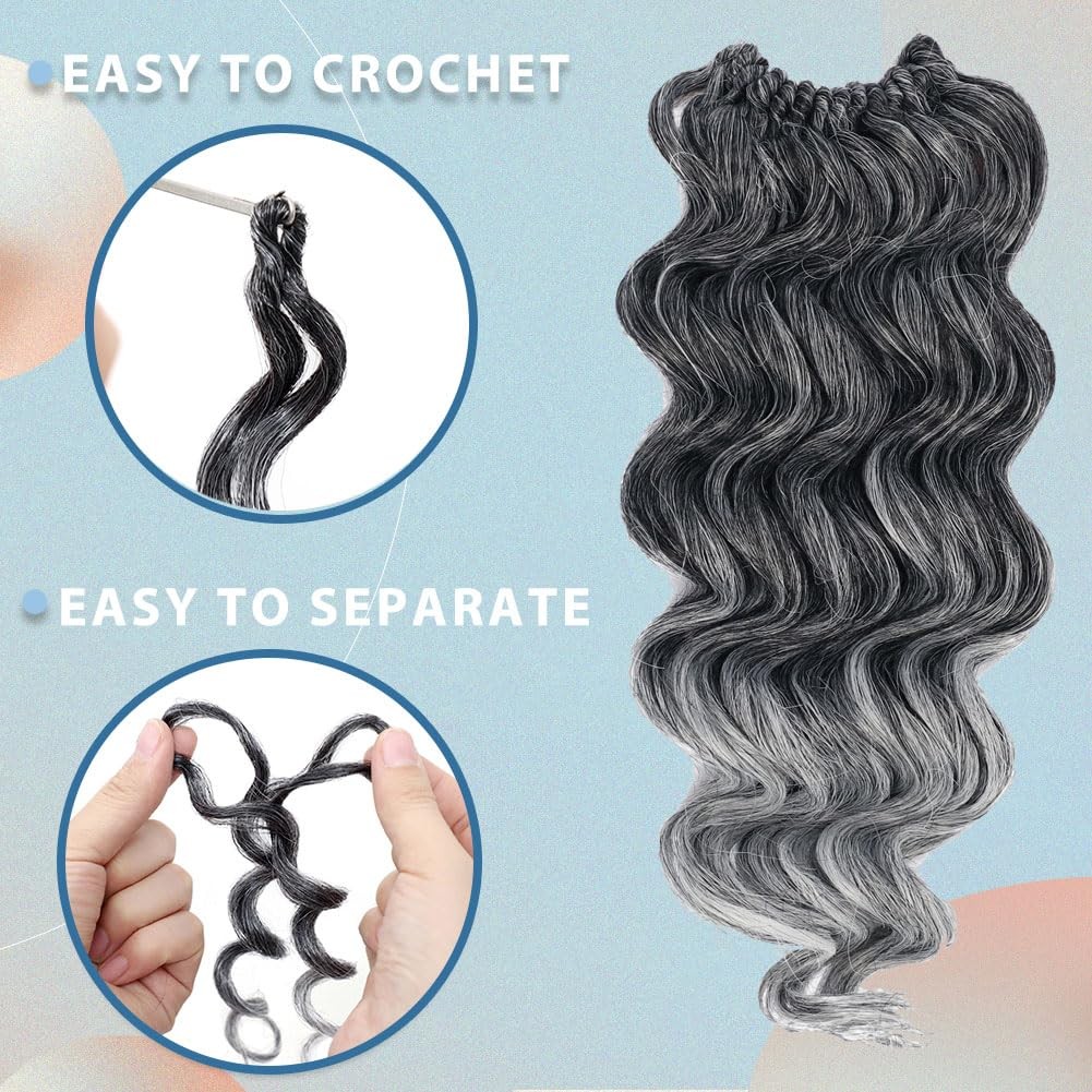 LOSMOEER 8 Inch Deep Ocean GOGO Curl Crochet Hair for Black Women, Water Wave Sy