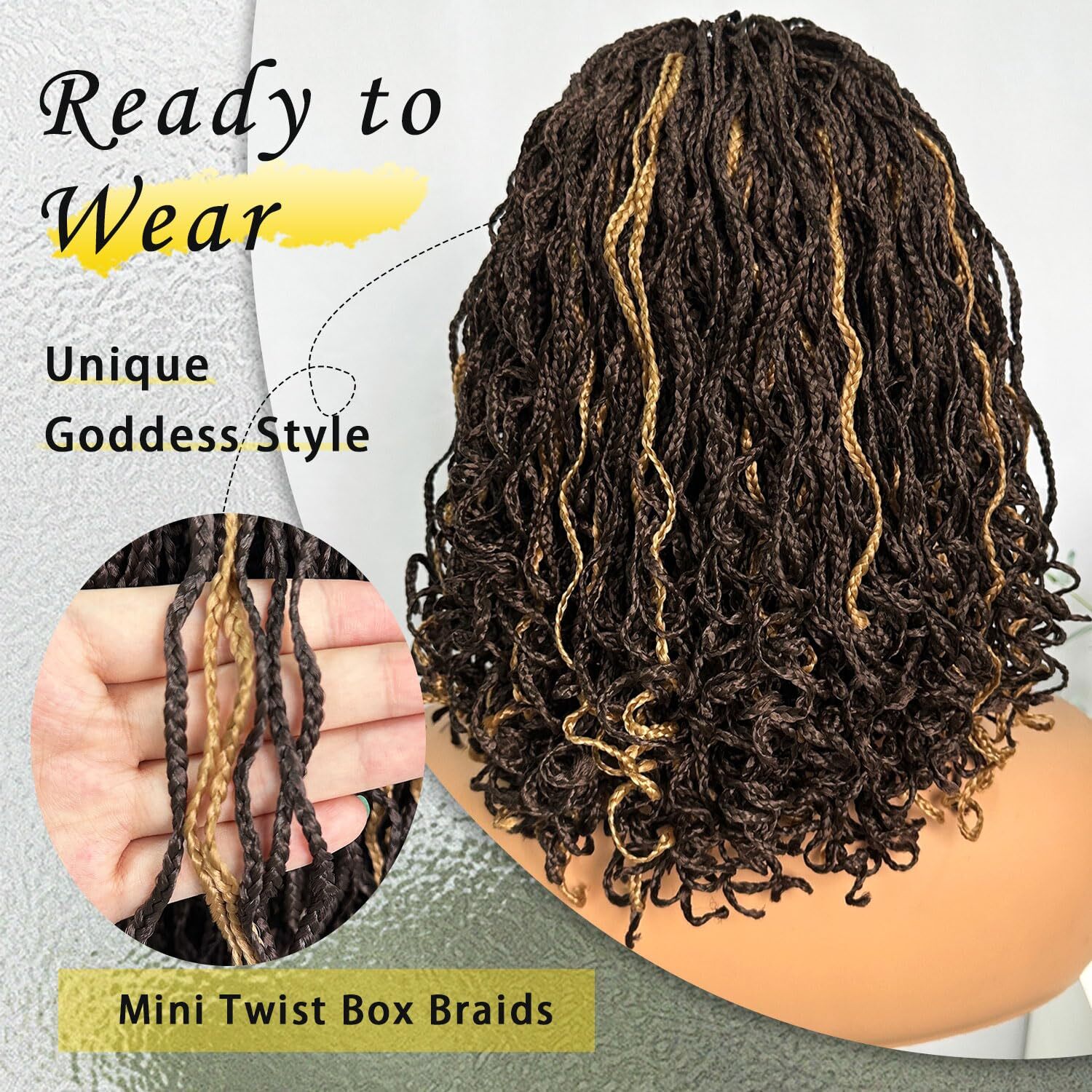 Synthetic Black Braided Lace Front Wig for Women 4×4 Mirco Twist Box Braids