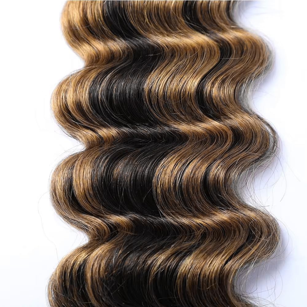 Dokksiiia Highlight Piano Color Ombre Bundles P1B/27 Deep Wave Human Hair