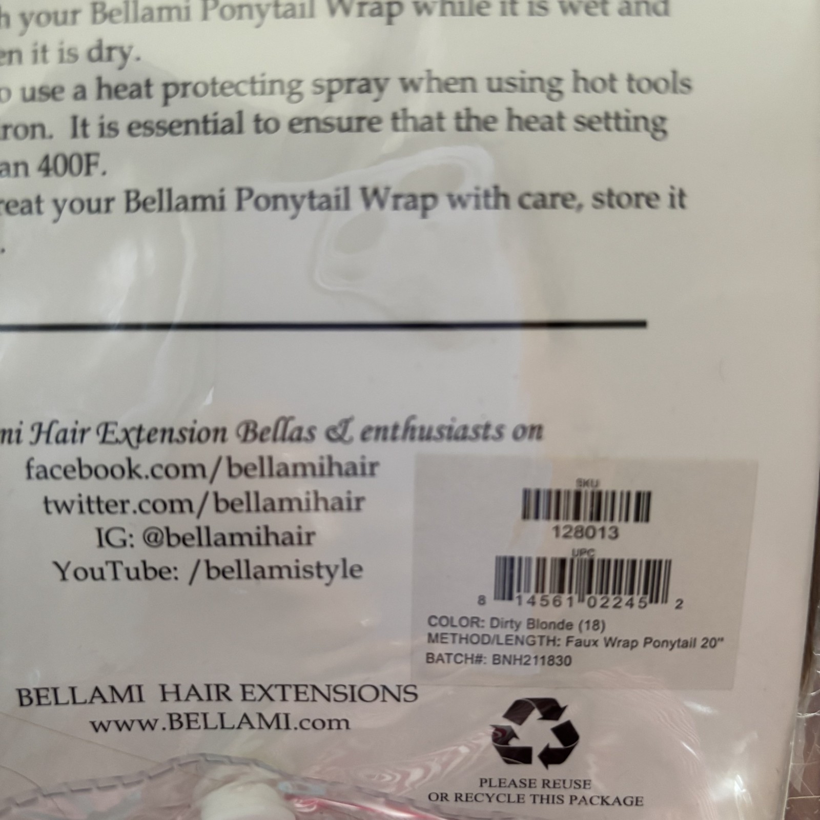 Bellami Wrap Ponytail 160g 20” #18 Dirty Blonde Hair Extensions