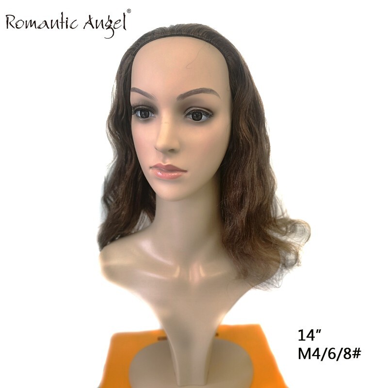 100% Remy human hair half wigs 35cm(14inch) Straight and curly light brown