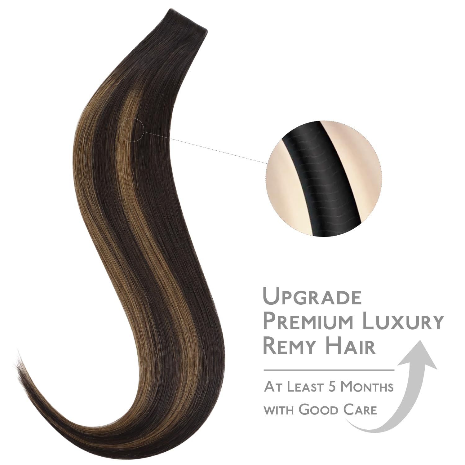 Invisi Edge Tape in Hair Extensions Human Hair, 16 Inch 25g 10pcs Balayage Da…