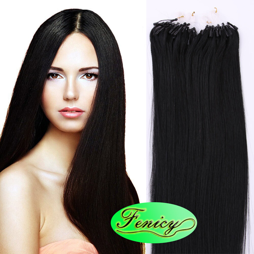 Micro Ring Beads Loop Tip Hair Extensions Russian Real Human Hair Remy Straight