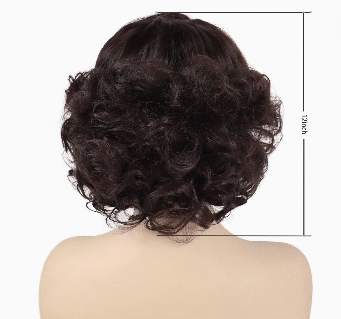 New Womens Short Curly Dark Brown Red Tones Cap Full Synthetic Wig Gnimegil