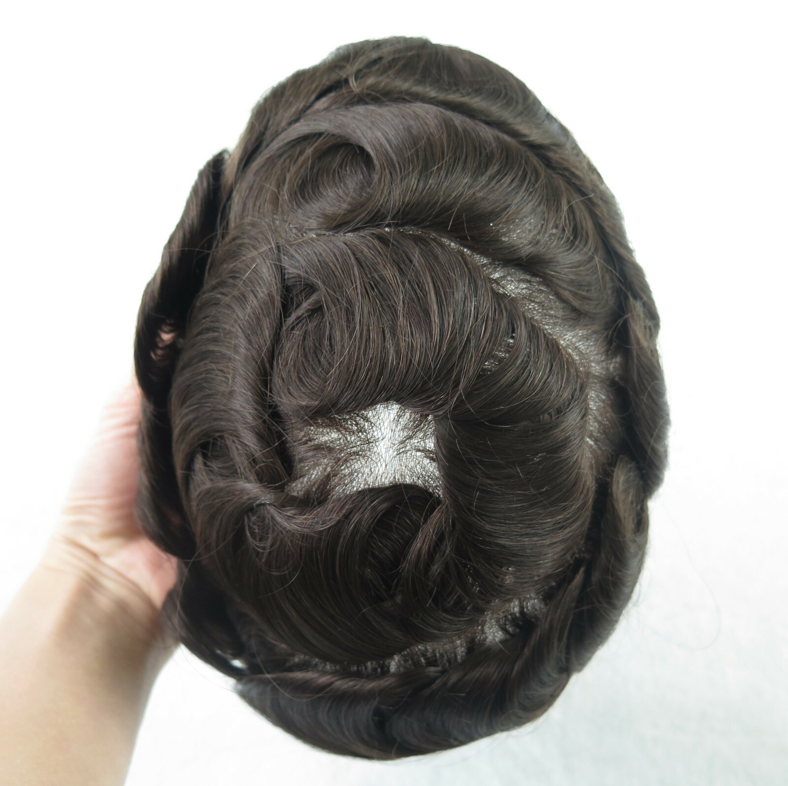 Mens Human Hair Replacement System 04-05 Thin Skin V-Looped Toupee Hairpieces #3