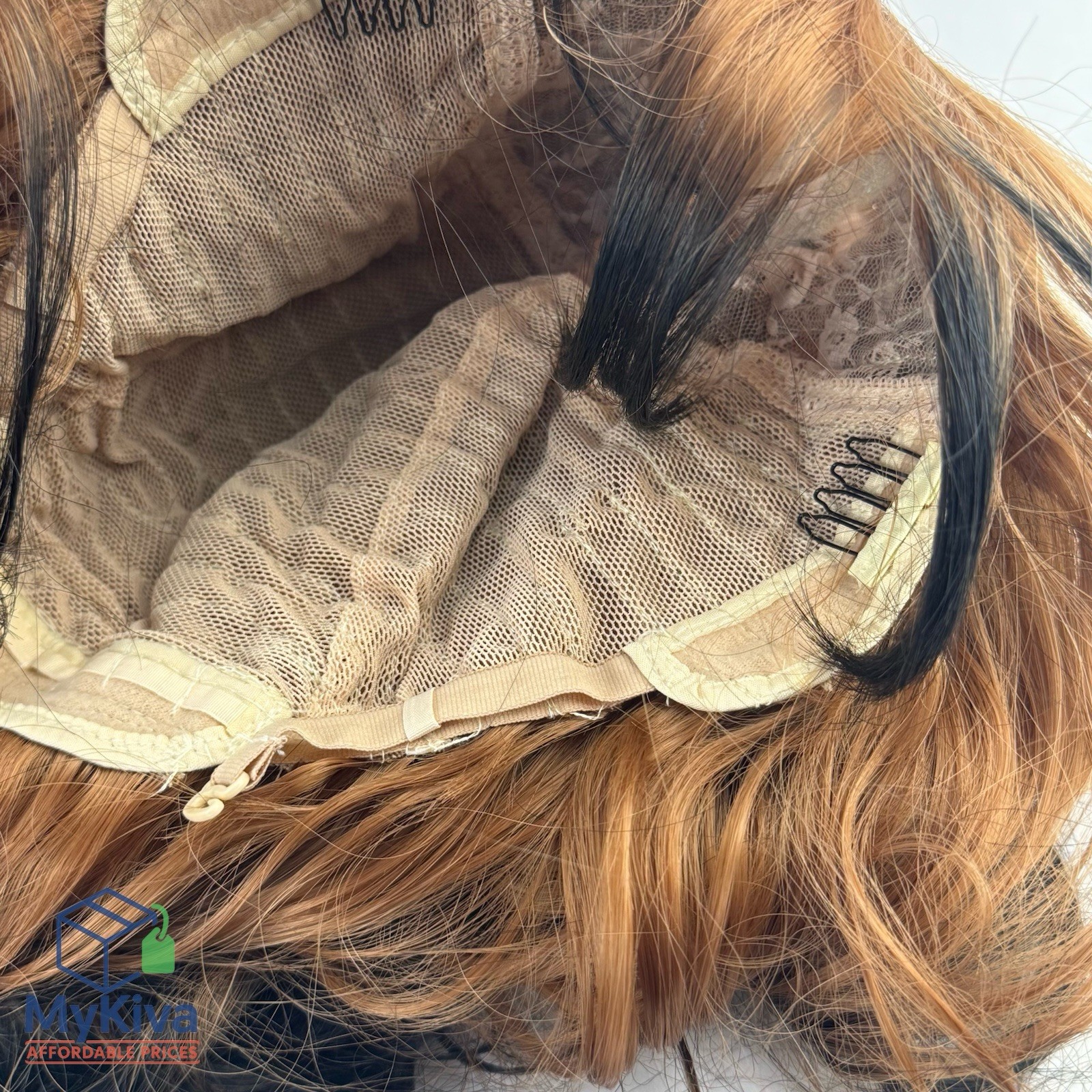 Wavy Curly Wig Ombre Auburn Black Long Hair Clip In Cap Costume Cosplay