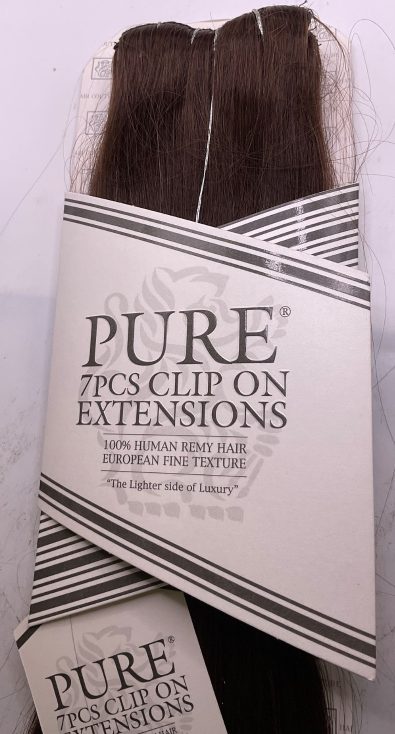 Hair Couture Pure Clip On Extensions 100% European Remy Hair 7pcs 20″ Color: 2