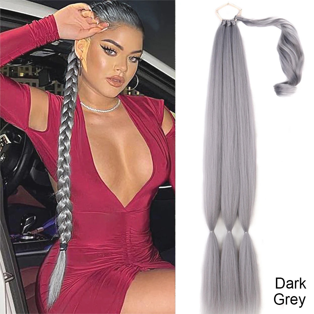 Black Brown Blonde Braided Ponytail Extensions Synthetic Fake Hair For Women