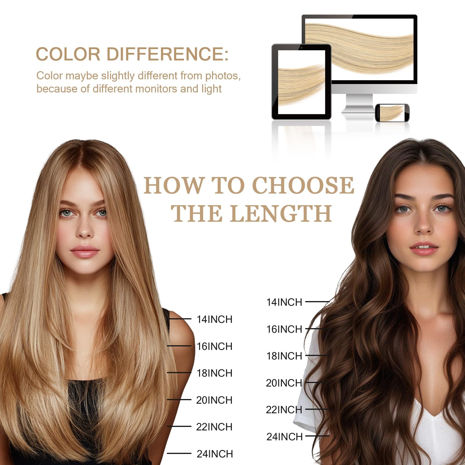 Eliysako Remy-Hair Microlink Hair Extensions Human Hair Micro Bead 18inch 40g/pa