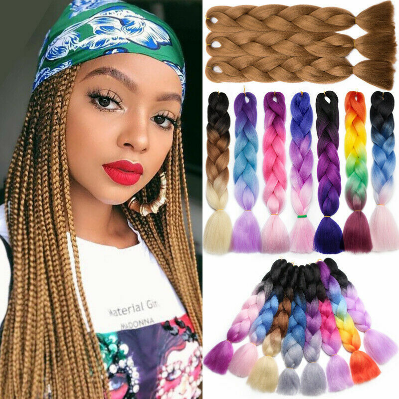 Rainbow Jumbo Hair Extensions Xpression Braiding Hair Afro Dutch Braids as Human