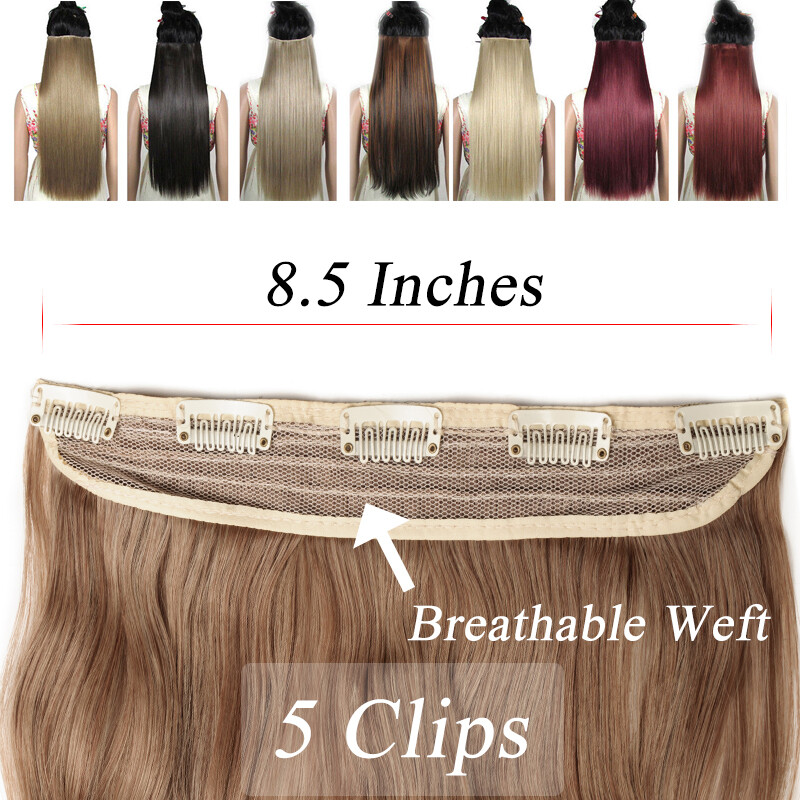 Real THICK Clips in One Piece Hair Extensions As Human Curly Blonde Hairpiece US