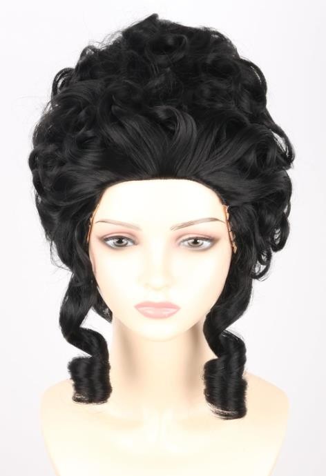 Black 18th Century Colonial Wig for Adult Women Victorian Queen Cosplay Wig