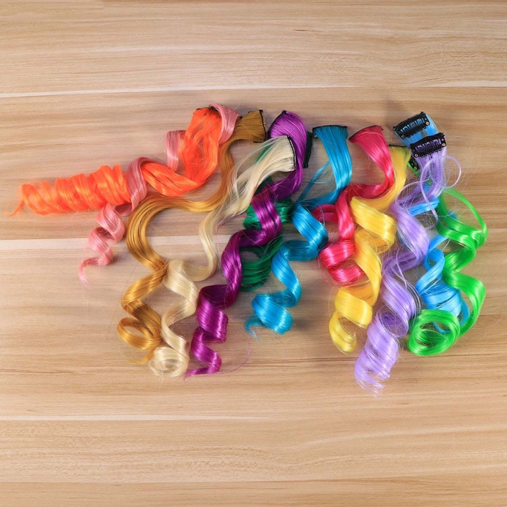 12Pcs Clip on Girl Hair Extensions Durable Colored Hair Pieces for Daily Wear