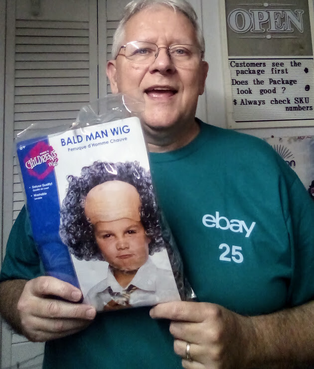 Bald Man Wig child theatrical character actor boy costume adult men curly hair
