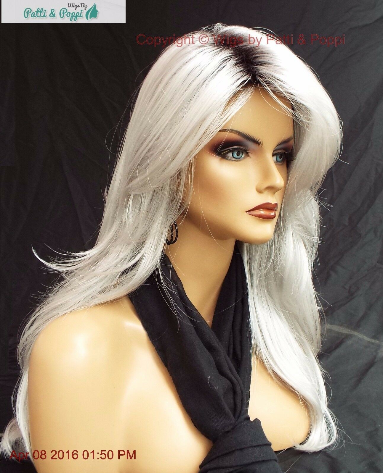 “ANGELICA” DESIGNER WIG ☆ #60 WHITE ROOTED ILLUMINA R LONG FLOWING WAVES SEXY