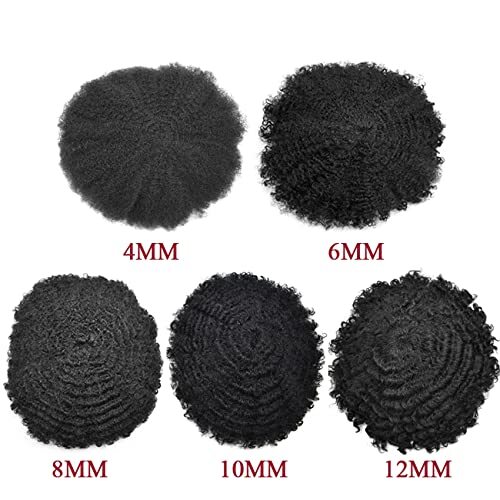 Mens Toupee Full Lace Afro African American Human Black Hair Piece Curly Wigs
