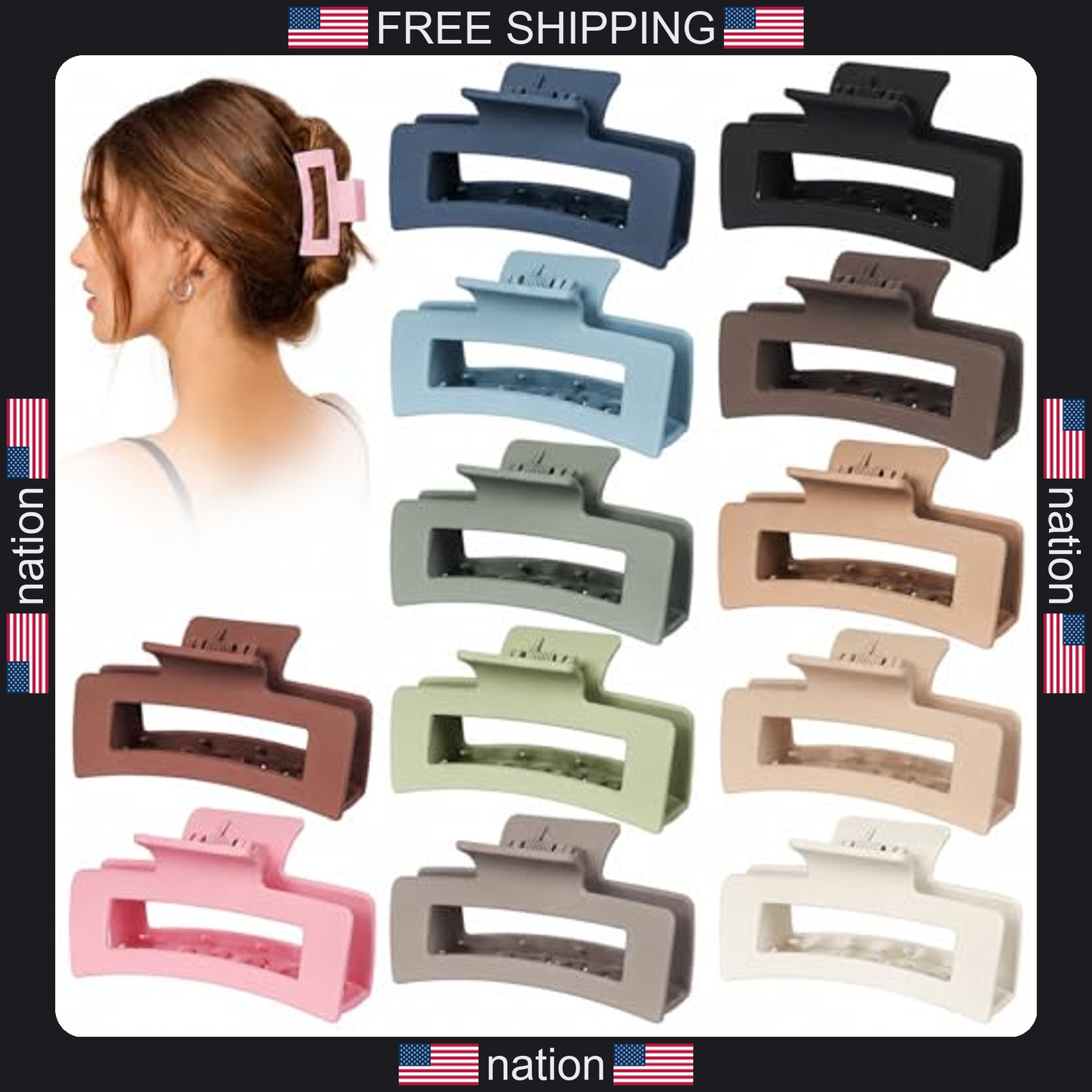 12 Pack medium hair claw clips 3.5 inch strong hold non-slip for women
