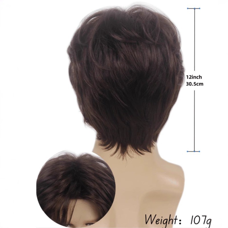 Men Brown Wig Fashion Short Beanie Hairpiece Male Universal Cosplay Glueless Wig