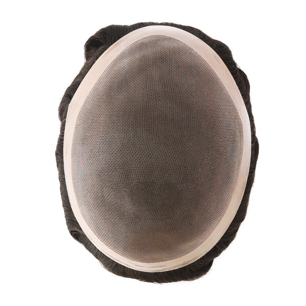 Mens Toupee Hair Replacement System Fine Mono Human Dark Brown Hair Pieces #2