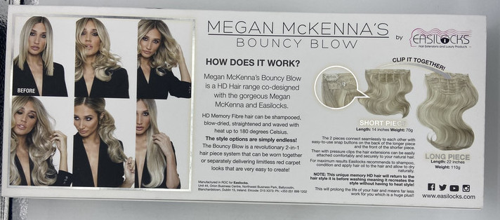 MEGAN MCKENNA’S BOUNCY BLOW BY EASILOCKS 2-IN-1 HAIR 14″ 70G 22″ 110G ASH BLONDE