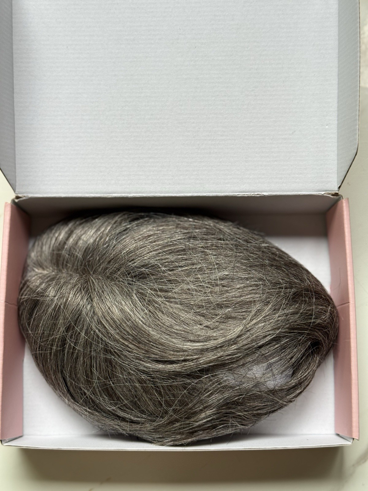 Flufymooz Hair Topper Gray Brown Mix 10” Clip-In Crown Coverage New