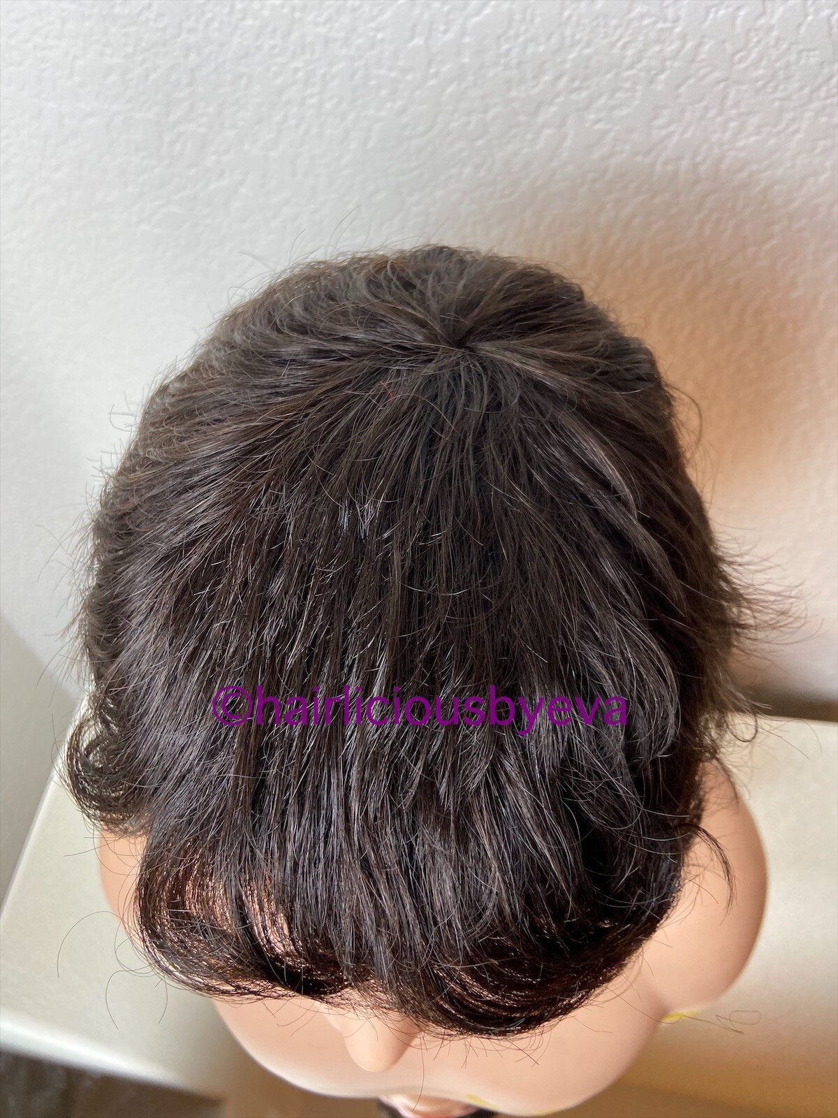 Human Hair Short Pixie Wig Buzz Cut Curly Dark Brown Color 2