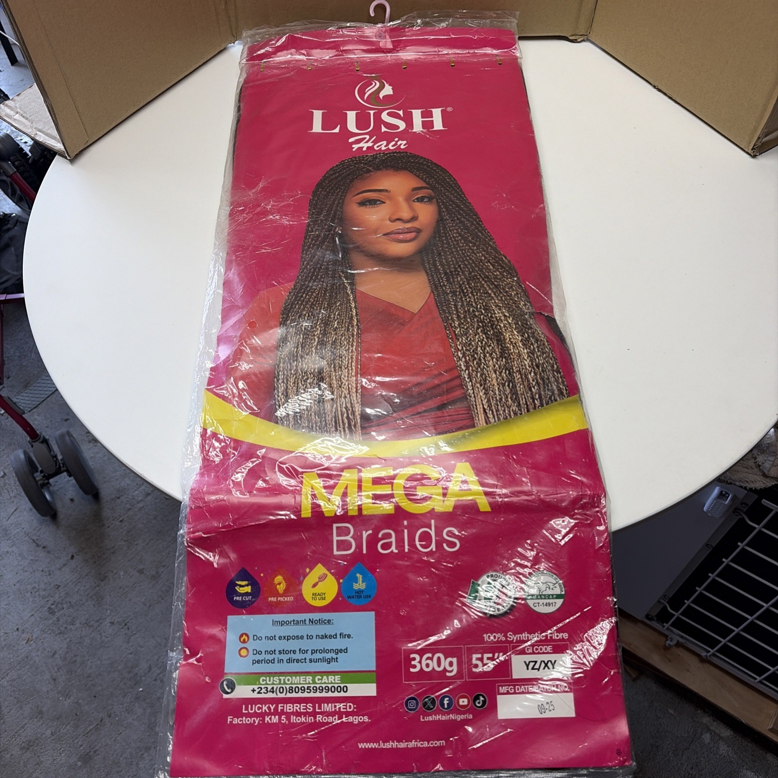 Lush Hair Mega Braid 100% synthentic fibre 360g 55 ” precut, pre picked