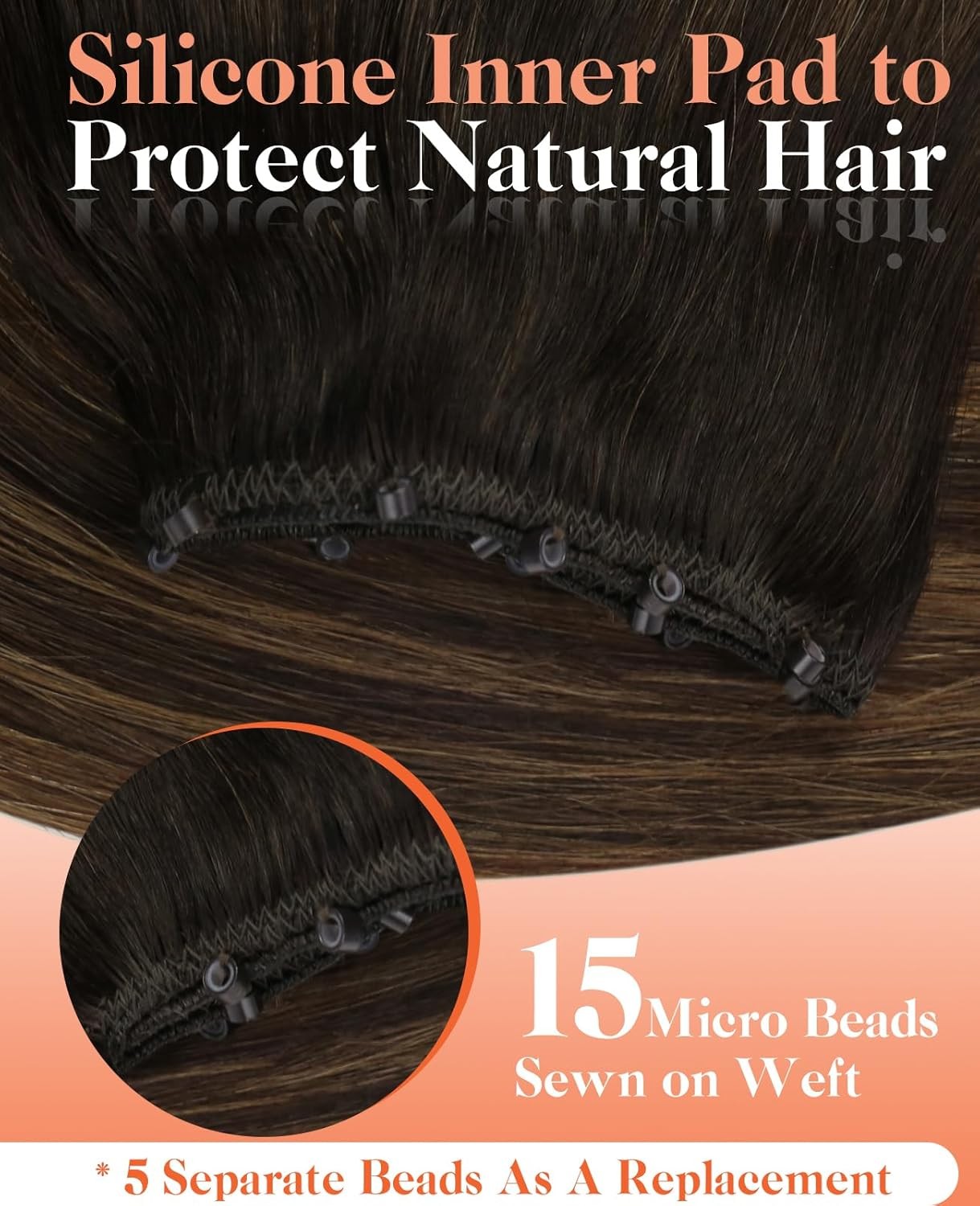Sunny Hair BEADED 18in Dark-Medium Brown Hair Extensions – MB_2-2-6_18_50G4