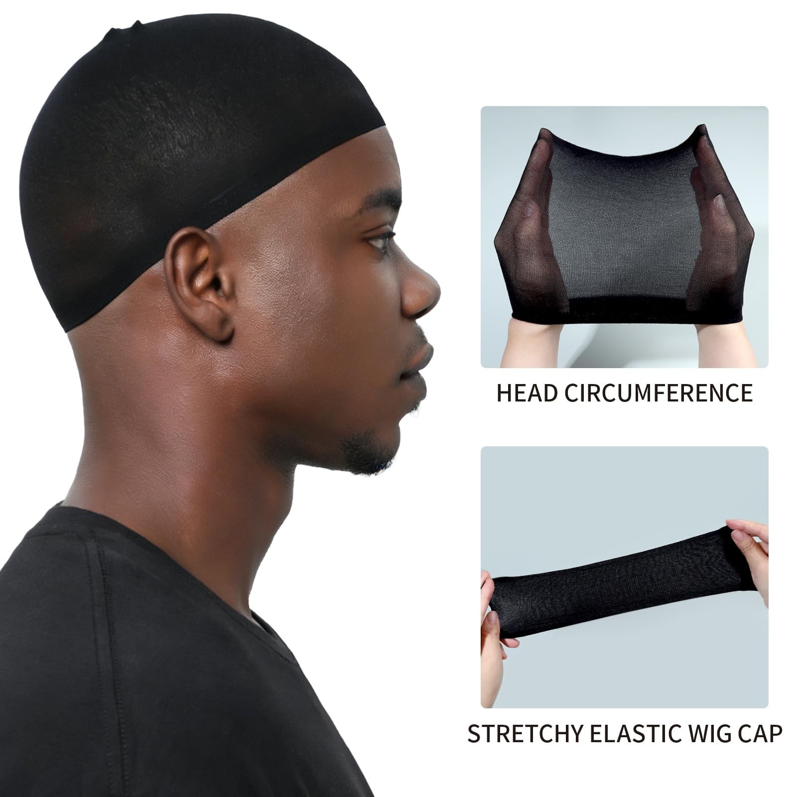 Black Wig Caps 4PCS For Men Nylon Hair Net Stretchy Lightweight Stocking