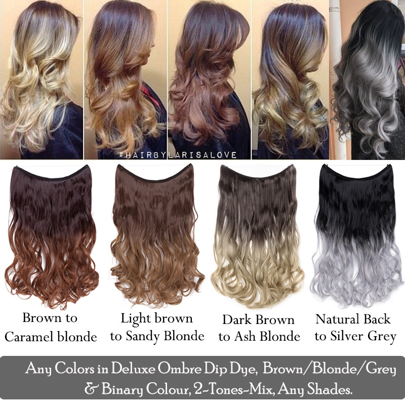 Hidden Long Invisible Band Wire In Thick One Piece Hair Extensions Mix As Human