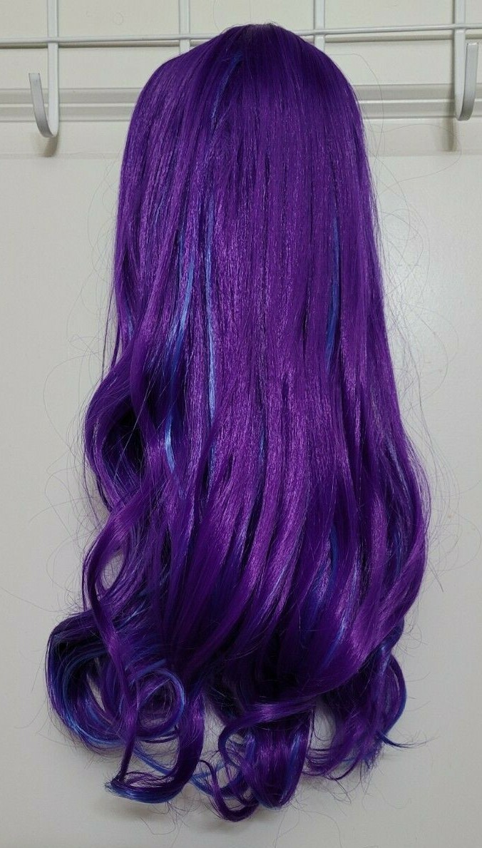 Purple & Blue Wig Wavy Middle Part No Lace Cosplay Synthetic Hair Full Head 20″