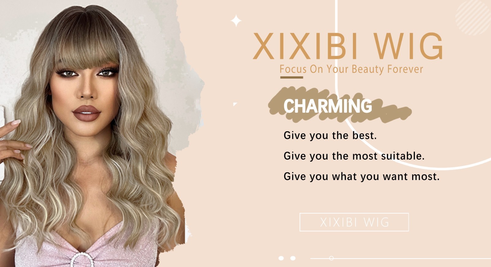 Blonde Wig with Bangs – 20″ Long Wavy Curly Heat Resistant Synthetic Hair for Pa