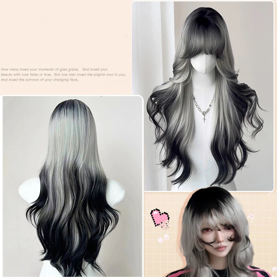 Synthetic Wig with Bangs Cosplay Party Halloween Wig for Women Girls