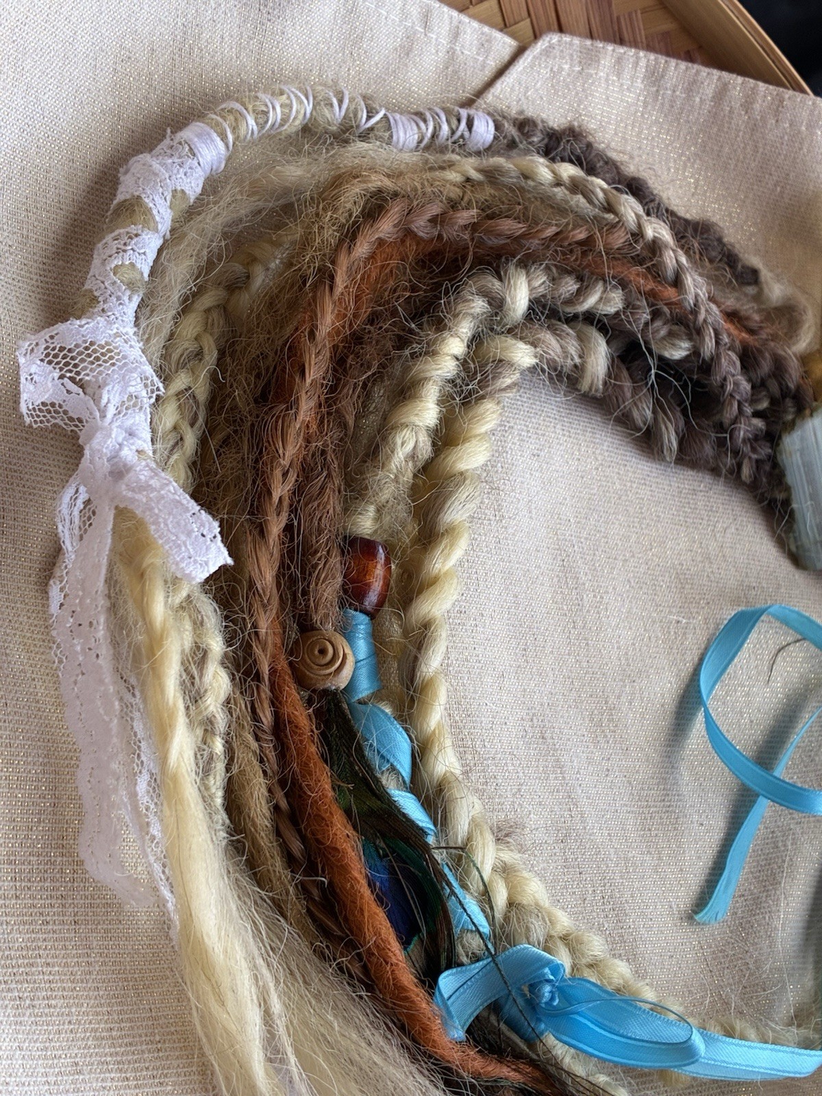 Dreadlock crochetHair Extensions 21-30in handmade feathers beads accent set