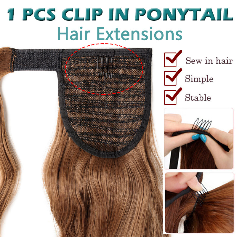 Real Thick 100% As Human Long Curly Drawstring Ponytail Clip In Hair Extension