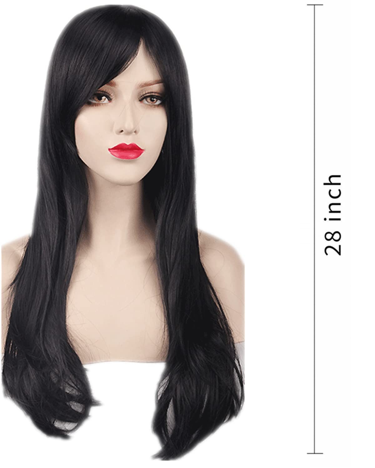 ANESHE Wigs 28″ Long Wavy Hair Heat Resistant 28 Inch (Pack of 1), Black