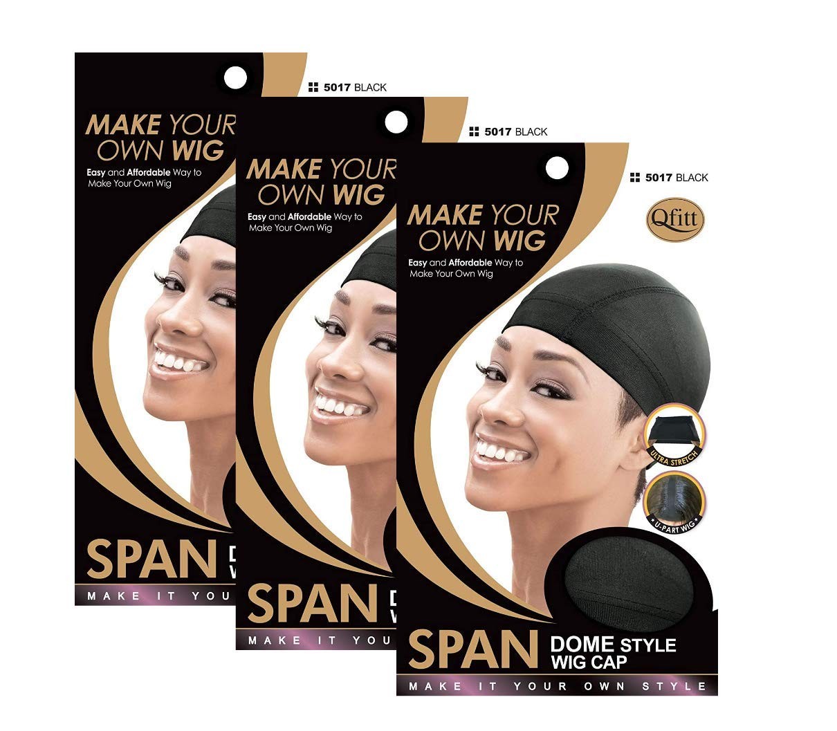 Pack of 3 Black Wig Dome Caps Perfect Fit Make Your Own Wig Ultra Stretch