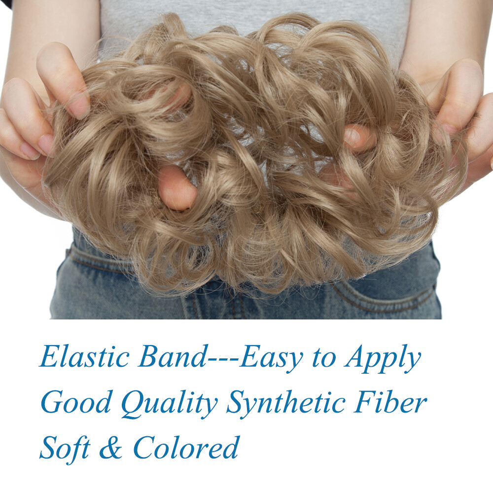 Curly Messy Scrunchie Bun Updo Wrap on Pony Hair Extensions Fake Hair Woman US