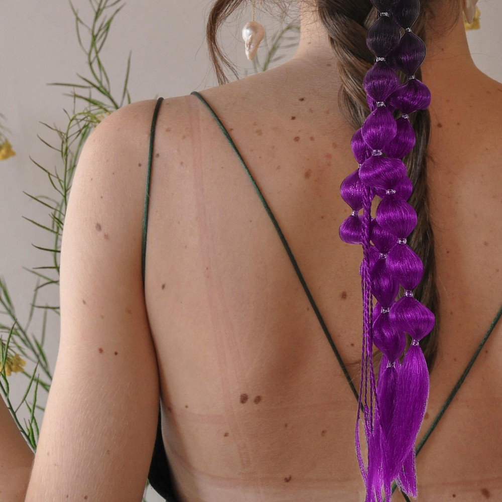 1Pair Colored Bubble Braid Hair Extension with Lantern Style Braids for Events