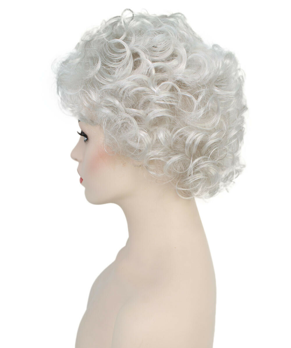 Monroe – Curly Kanekalon Synthetic Fiber Full Wig, 4 – 4.5 in, Silver Grey