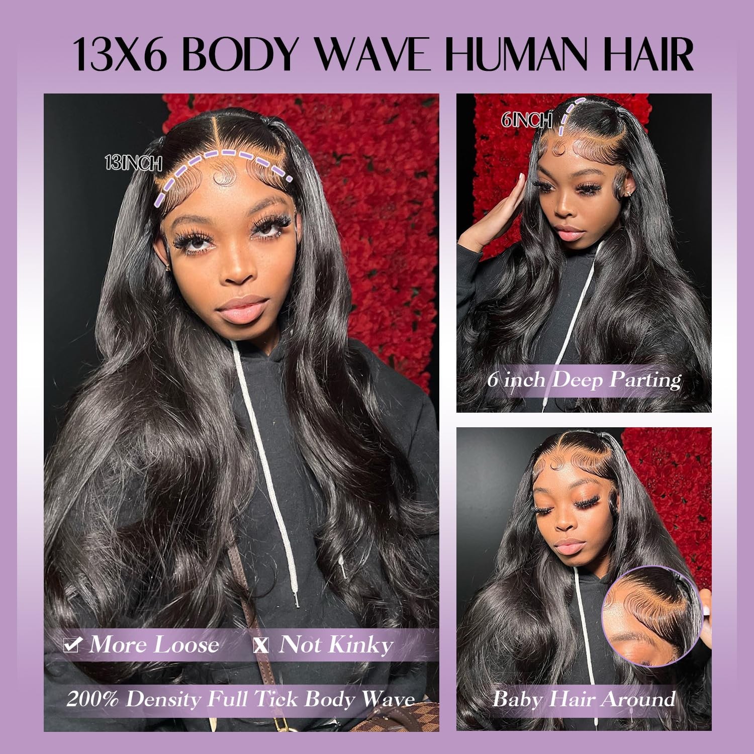 Jexazr Body Wave Lace Front Wigs Human Hair Pre Plucked 13X6 Hd Transparent