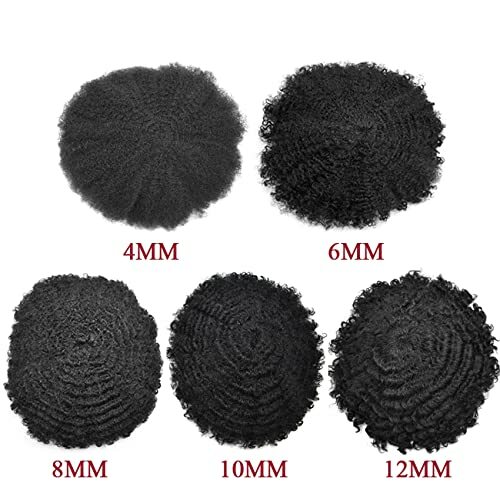 Afro Curl Mens Toupee Full Lace Kinky Curly Black Human Hair System Replacements