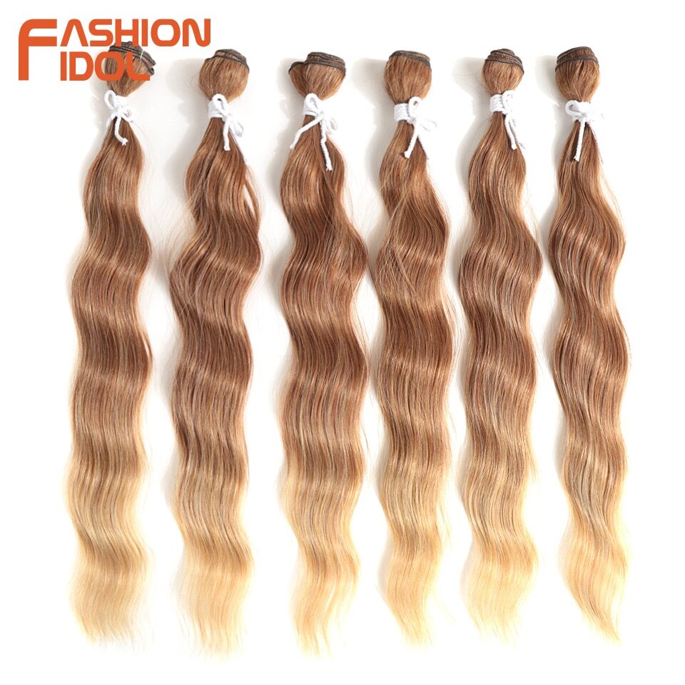 Water Wave Hair Bundles Synthetic Hair Extensions Ombre Blonde 6Pcs/Pack 20 inch