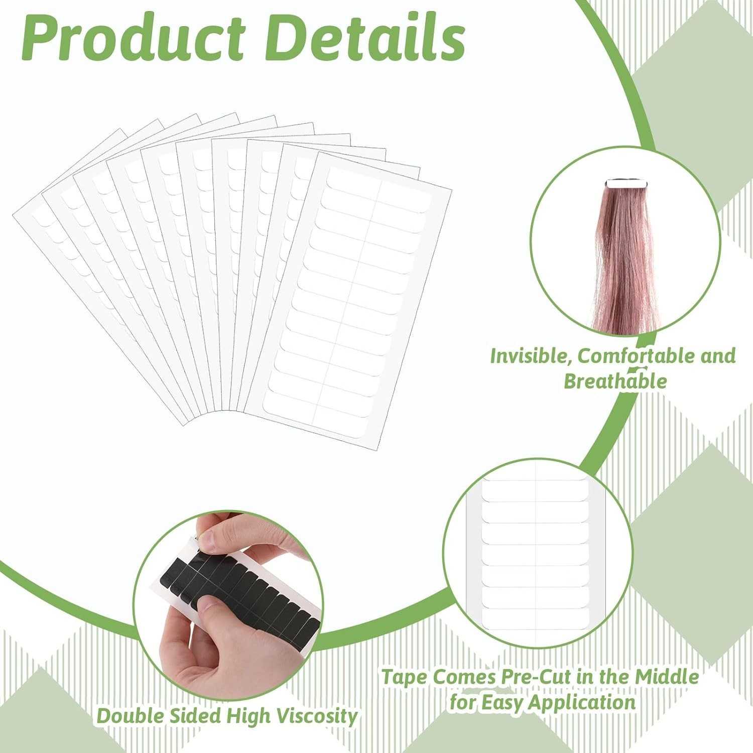 High-Quality 120PCS White Hair Extension Tape – No Residue & Strong Stickiness