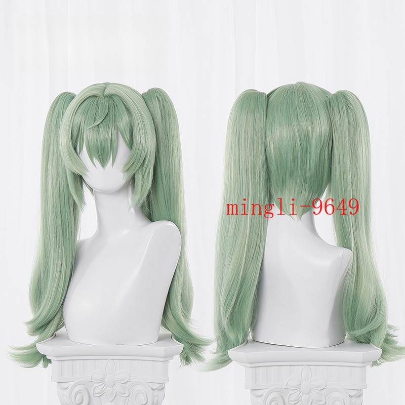 Zenless Zone Zero Corin Wickes Wig Green Long Hair Hairpiece Prop Dual Horsetail