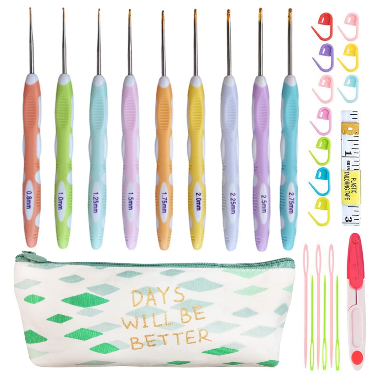 Latest Set of 27 PCS Small Size Crochet Hook 0.8mm-2.75mm, Multicolor