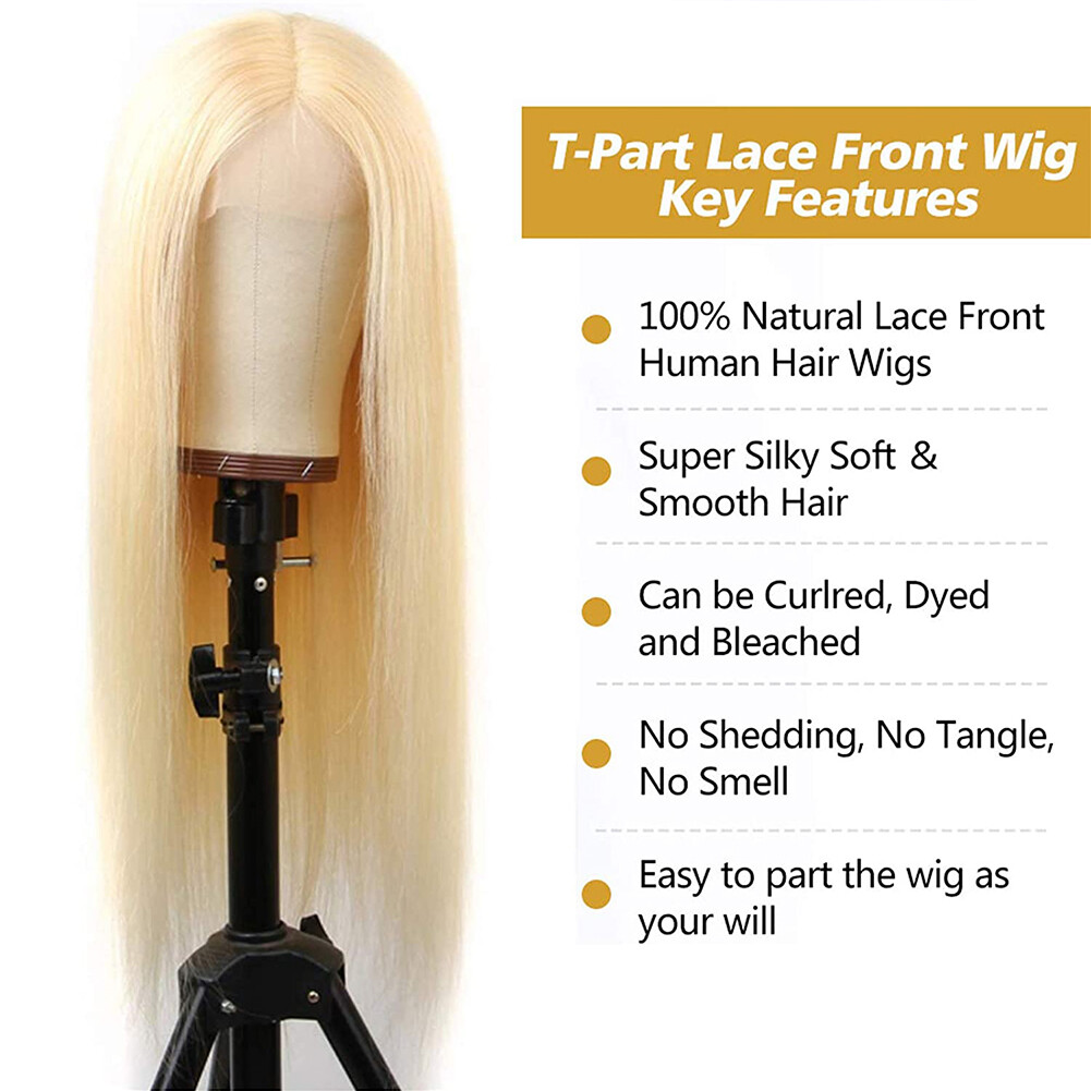 Long Straight 613 Light Blonde Hair Wig Synthetic Lace Front Wigs Heat Resistant