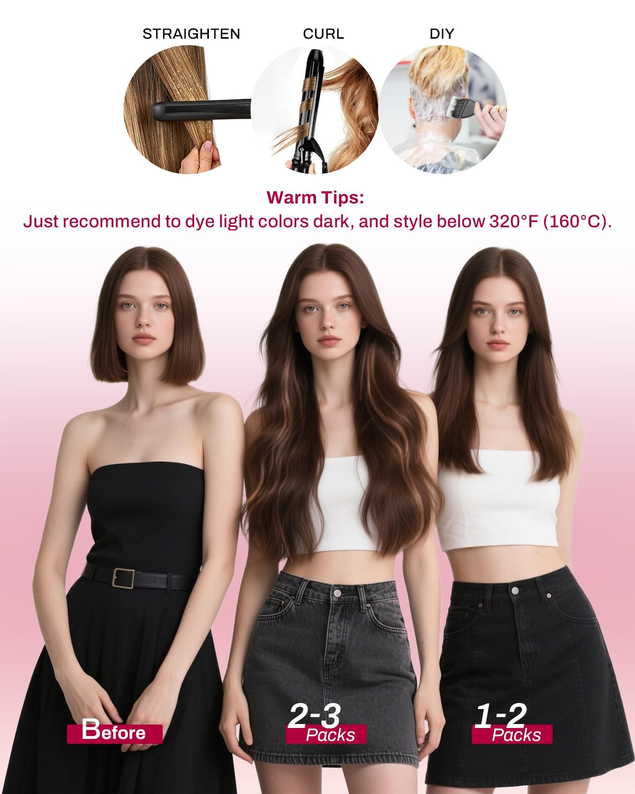 Clip in Hair Extensions 24 Inch Black Remy 120g 7pcs – Natural Volume & Length